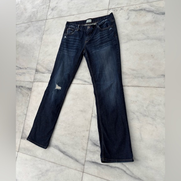 Y2K Aeropostale Jeans Chelsea Bootcut Low Rise Dark Wash Distressed Women 11/12 - Picture 4 of 9